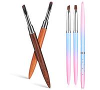 Nail Art Brush Set round Flat Angled Heads 5pcs Wooden Handle