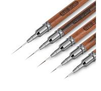 Nail Art Brushes, 5Pcs Nail Art Liner Brushes, Painting Art Design Brush Set Nail Dotting Drawing Tool for Long Lines, Thin Details, Fine Drawing Sizes 6/9/12/15/18mm, Natural