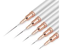 Nail Art Brushes, 5Pcs Nail Art Liner Brushes, Painting Design Brush Set Nail Dotting Drawing Tool for Long Lines, Thin Details, Fine Drawing Sizes 4/8/12/20/25mm, Sliver