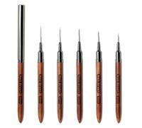 Nail Art Brushes, 5Pcs Wooden Nail Art Liner Brushes,Natural color,Painting Art Design Brush Set Nail Dotting Drawing Tool For Long Lines, Thin Details, Fine Drawing Sizes 6/9/12/15/18mm