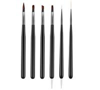 Nail Art Brushes, 6Pcs Nail Art Painting Tools with Nail Art Fine Liner Brush, Nail Design Painting Brushes Set, Builder Gel Brush, Nail Dotting Pen for Gel Polish Manicure Salon DIY, Black