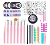 Nail Art Brushes, Nail Art Kit, Nail Art Tools with Brushes Sticker Dotting Tools Rhinestones Dust Brush, Nail Art Set for Beginners Girls Woman