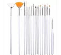 Nail Art Brushes Set, 15pcs Acrylic Nail Brush Painting Pen and 5pcs Nail Dotting Tools, Nail Pen Designer Nail Art Painting Kit for Diy & Professional Use (White)