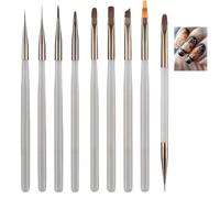 Nail Art Brushes Set, 9 pcs Nail Art Tools, Point Drill Drawing Painting Tools Set, Acrylic Nail Brush Painting Pen, for DIY Nail Art Designs