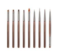 Nail Art Brushes Set, 9pcs Nail Design Painting Brushes, Professional Nail Art Design Brushes, Nail Fine Liner Brushes, Brown