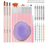 Nail Art Brushes Set for Nail Art: 31Pcs Acrylic Nail Brush Tools With Palette Pen Holder - Gel Polish Nails Design Painting - Dual Head Manicure Carving Pen Dotting Pen Kit for Salon & Home Use