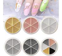 Nail Art Caviar Beads,6 Wheels Mini Caviar Micro Crystal Beads Mixed Size,3D Steel Ball Caviar Beads Gold Silver Rose Gold Black Manicure Nail Art Design for DIY Nail Decorations
