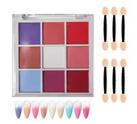 Nail Art Colour Palette Kit, 9 Shades, 6 Dual-Ended Sponge Applicators