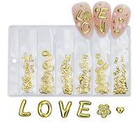Nail Art Decals 3D Metal Studs Design Decor 6Grids Charms Decoration Accessories Heart Bow Jewels Rivets