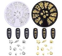 Nail Art Decoration, 2 Boxes Metal 3D Ocean Nail Studs Star Starfish Shell 12 Grid Mixed Sizes Nail Art Decor (2 Count (Pack of 1))