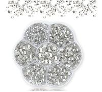 Nail Art Diamond Jewelry,3000 PCS Flat Bottom Round Diamond for Gluing Nail Style Jewelry Glitter Stones Plum Blossom Plate Rhinestone Crystals for Nail Art Clothing Shoes DIY Craft (white)