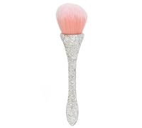 Nail Art Dust Cleansing Brush, Soft Nylon Hair Powder Brush, Ergonomic Handle with Glitter, Prevent Deformation Loose Powder Brush for Nail Salon and Makeup Application (White)