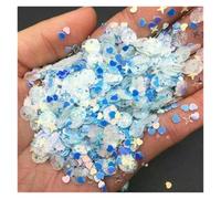 Nail Art Glitter Craft Sequins For Nail Art Moon Star Heart Multicolor 6-20mm Pack Of 50+ Pcs(Mix blue,10g)