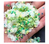 Nail Art Glitter Craft Sequins For Nail Art Moon Star Heart Multicolor 6-20mm Pack Of 50+ Pcs(Mix green,20g)