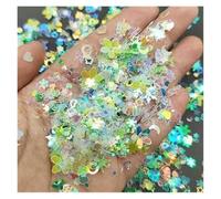 Nail Art Glitter Craft Sequins For Nail Art Moon Star Heart Multicolor 6-20mm Pack Of 50+ Pcs(Mix green MH,10g)