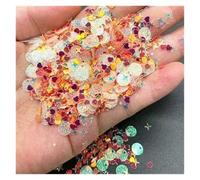Nail Art Glitter Craft Sequins For Nail Art Moon Star Heart Multicolor 6-20mm Pack Of 50+ Pcs(Mix red,10g)
