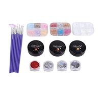Nail Art Kit, Glitter Gel Pen Sticker Set Shiny Sparkling Safe Easy to Use for DIY Nail Design Beginners Professionals, 17PCS ABS Material