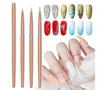 Nail Art Liner Brushes, 3 Pcs Fine Detail Nail Art Brushes UV Gel Thin Nail Art Painting Brush Line Drawing Pen DIY Nail Art Tools, Sizes 7/9/11mm (Rose Gold)