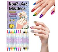 Nåil Ārt Marker For Salon Designs, Double Ended Acrylic 0.3lb | 12 Color Waterproof Quick Drying Pen, This 0.5mm Needle Liner Kit Helps Create Patterns For Home Manicures