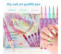 Nail Art Marker Set 1set Nail Doodle Pen 12 color Acrylic Paint DIY Dot Stitching Precision 3D Art(Light green)