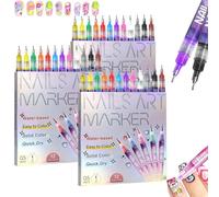 Nail Art Markers for Gel Nails, 12 Colors 3D Nail Art Pens Set, 2025 New DIY Doodle Pens, Polish Dotting Pen, Drawing Painting Liner Brush, for Art Beauty Adorn Manicure Tools (3Sets)