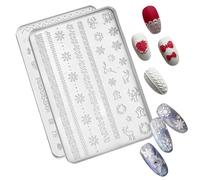 Nail Art Moulds 3D Silicone Embossing Knitted Bow Sweater Pattern Snowflake Reindeer Nail Art Handicrafts DIY Embossed Decorations 2.36"x3.54"x0.16"