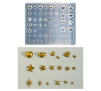 Nail Art Moulds 3D Silicone Nail Mould Multi Shape Mini Star Heart Deco Parts Handicrafts DIY Mini Embossed Decorations 0.4/0.35/0.28/0.2/0.16/0.12inch