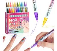 Nail Art Pen, 24 Colours Nail Polish Pen Set, 3D Nail Art Pen DIY Line Nail Art Graffiti Nail Art Marker for DIY Nail Art, Drawing, Painting, Beauty, Jewellery, Manicure Tools