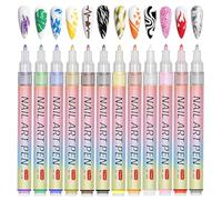 Nail Art Pens,12 Color Nail Polish Pens Set Nail Art Tools Nail Point Graffiti Dotting Pen Nail Drawing Pen Waterproof for DIY Nail Art Beauty Adorn Manicure Tools for Christmas Easter