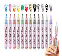 Nail Art Pens, 12 Colors Nail Pens, Quick Dry Graffiti Painting Dotting Point and Liner, DIY Nails Polish Pens for Everyday nail art