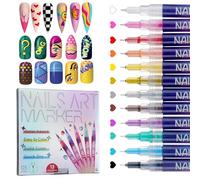 Nail Art Pens 12 Colors Quick Dry Nail Pen DIY Nail Art Markers Quick Dry Graffiti for Gel Nails Nails Art Drawing Tool 3D Nail Polish Pens for Painting Nail Art at Home TA639-12