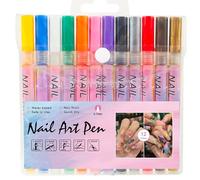 Nail Art Pens 12 Colors Smooth Quick Dry Nail Markers Waterproof Leak-Proof Non-irritating for Lines Dots Letters Details
