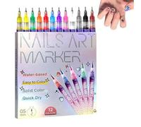 Nail Art Pens 12 Colour Set - 3D Gel Nail Polish Pens with 0.5mm Fine Tip | Professional Nail Art Kit for Beginners & Home Salon Manicures | Quickly Dry Nail Art Nail DIY Decoration (1 Set)