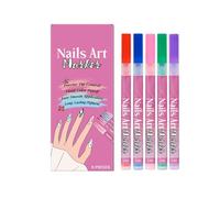 Nail Art Pens,5 Colours 0.5MM Nail Art Markers Set For Kids,3D DIY Nail-Art Tools,Nails Polish Pens For Graffiti,Dotting, Liner & Painting,Quick Dry Graffiti Dotting Point Liner Pens