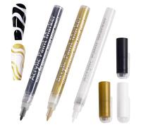 Nail Art Pens, Acrylic Paint Nail Art Markers, Quick Dry Fine Tips 3D Nail Art Graffiti Drawing Pens Set for DIY Nail Art Dot and Line Art, White,Gold and Black Color