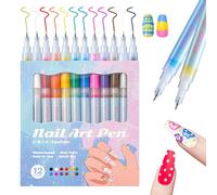 Nail Art Pens for Kids, 12 Pack Assorted Colors 0.5mm Fine Point Quick Dry Nail Polish Pens, Easy DIY Nail Design Kit for Girls Teens Beginners, Perfect Birthday Easter Christmas Gift