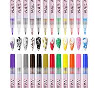 Nail art pens for real nails 12 Colors Set for 3D Nails Polish Pen Graffiti Nails Drawing Pen Nails Polish Pens Fine Tip Manicure for Painting DIY Arts Beauty Adorn for Women Girls(0.5mm)