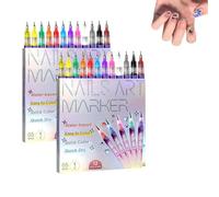 Nail Art Pens, Nail Art Markers, 12 Color 3D Gel Nail Polish Set for Gel Nails, Quick-Dry Nail Polish Pens for DIY Painting & Liner, 0.5mm Nail Varnish Pen for Home Salon DIY Decoration (2 Sets)