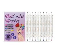 Nail Art Pens Set 10 Colors Dual Tip Nail Pen for Precise DIY Design Quick Dry Painting for Home Manicure Art Pens Set, Pen, Polish, Markets, Mar