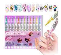 Nail Art Pens Set 12 Colors, Nail Art Markers for Gel Nails, DIY Quick Dry Gel Nail Markers, Graffiti Dotting Point Liner Pens, 3D Nail Polish Pens for Painting, Nails Art Tool GIft (1pc)