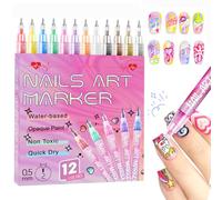 Nail Art Pens Set - 12Colors Quick Dry Fine Tip Nail Art Markers 0.5mm - DIY Painting & Dotting Nail Polish Pens - Nails Art Drawing Tool for Nail Design