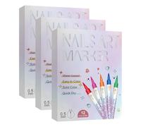 Nail Art Pens Set for Nails 12 Colors, 2026 Upgrade Nail Art Markers Pens, DIY Quick Dry Graffiti Pens, 3D Nail Polish Pens for Painting, DIY Nails Drawing Portable Tools (3Pcs)