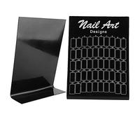 Nail Art Polish Color Display Card with 50 False Tips - White Gel Color Chart for Professional & Home Use, for Salon Practice (White) (Black)