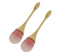 Nail Art Powder Brush Set with Soft Bristles and Ergonomic Handle, Versatile Silver 2PCS for Manicure and Makeup (Champagne Gold)