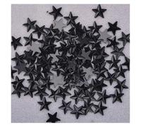 Nail Art Rhinestones, 100 pcs 10mm Multicolor Glitter Star Flatback Nail and Scrapbook Rhinestones(Black)