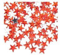 Nail Art Rhinestones, 100 pcs 10mm Multicolor Glitter Star Flatback Nail and Scrapbook Rhinestones(Red)