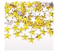 Nail Art Rhinestones, 100 pcs 10mm Multicolor Glitter Star Flatback Nail and Scrapbook Rhinestones(Yellow)