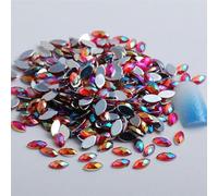 Nail Art Rhinestones, Acrylic Horse Eye Flat Back Rhinestone DIY Decoration Multicolor Multiple Sizes 100 Pcs(13 100Pcs,5x10mm)