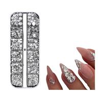 Nail Art Rhinestones Kit 12Grids Colorful Flatback Glass Crystal Gems DIY Manicure Decor 3D Multifaceted Nail Diamond for Makeup, Nails, and Crafts