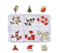 Nail Art Rhinestones Metal Nail Charm Santa Hats Snowflake Christmas Art Charm Nails Decorations for Women Rhinestones Metal Charms Santa Snowflake Decorations